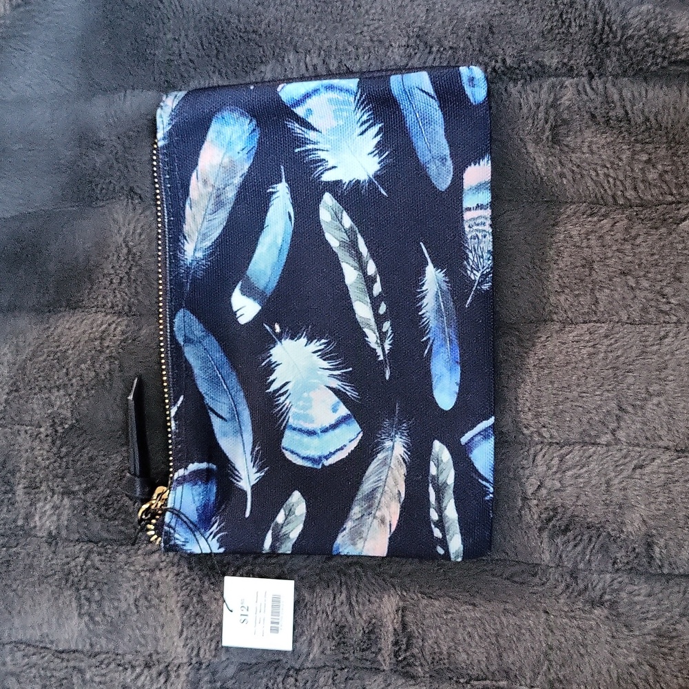 Navy Feathers Pouch From Indigo, New With Tags
